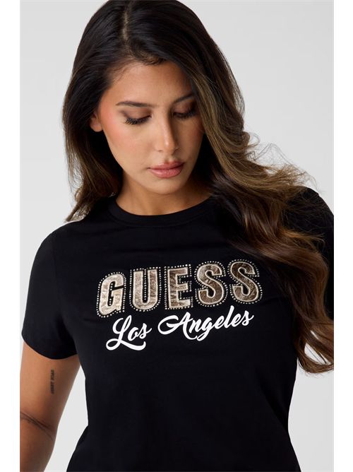 T-shirt con logo stampato GUESS | W6YI30K4349/JBLK
